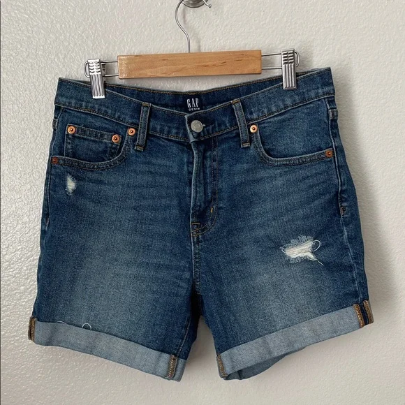 GAP denim Bermuda Jean rolled minor distressed shorts 27 - Picture 1 of 5